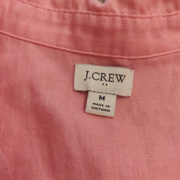 J.Crew Linen Blend Blouse Long Sleeve Size M Pink Collared - Picture 5 of 6